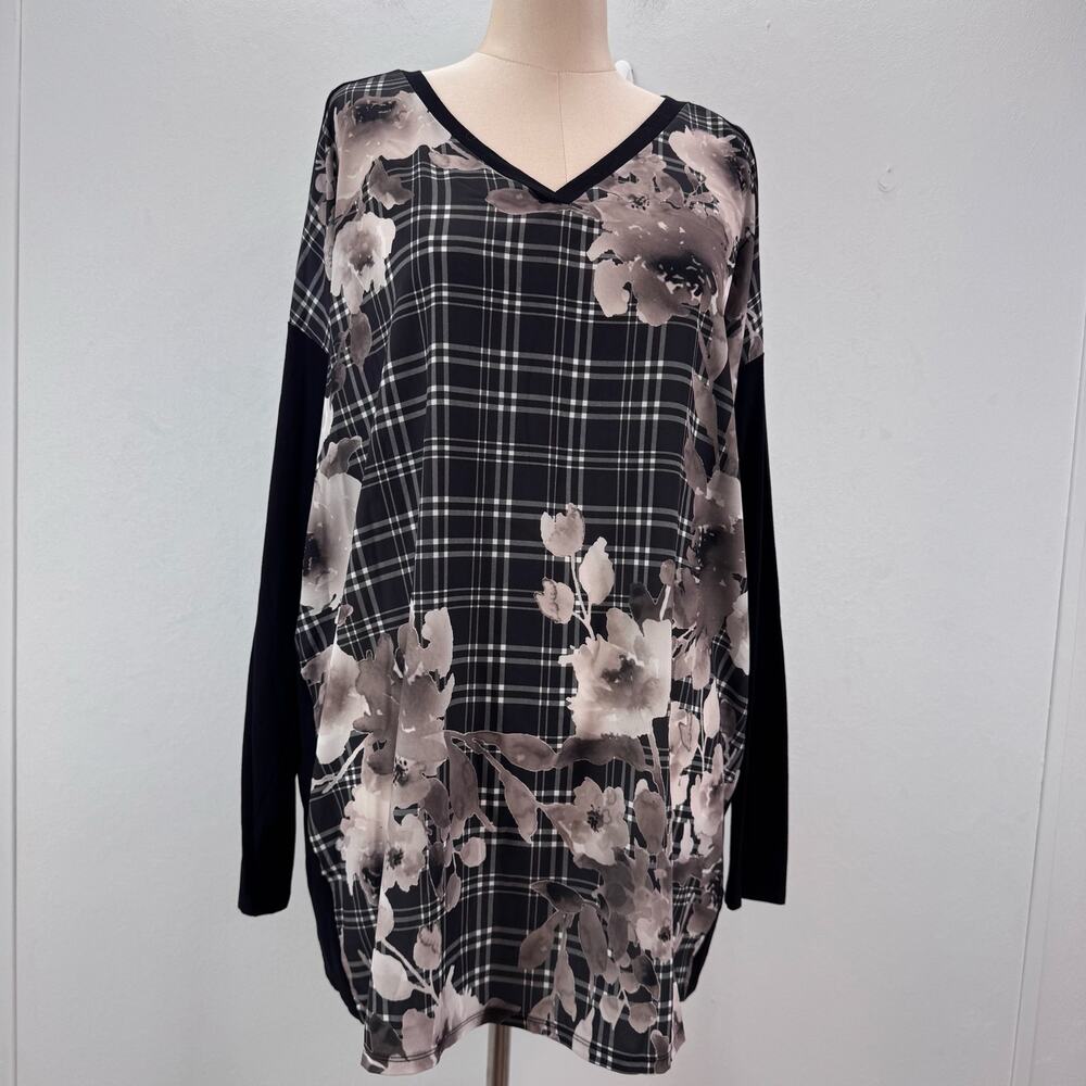 NWT Marina Rinaldi Mixed Media Floral Blouse Plus sz 20-22 Momcore Casual Travel
